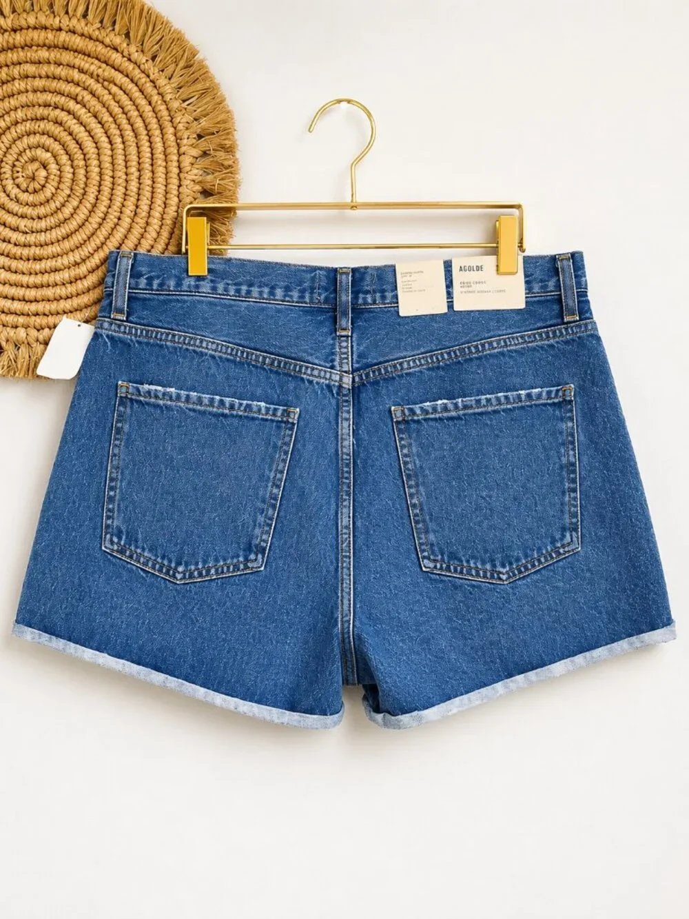 AGOLDE NEW Dee High Rise Rolled Hem Denim Vintage Wash Blue Jean Shorts SZ 31
